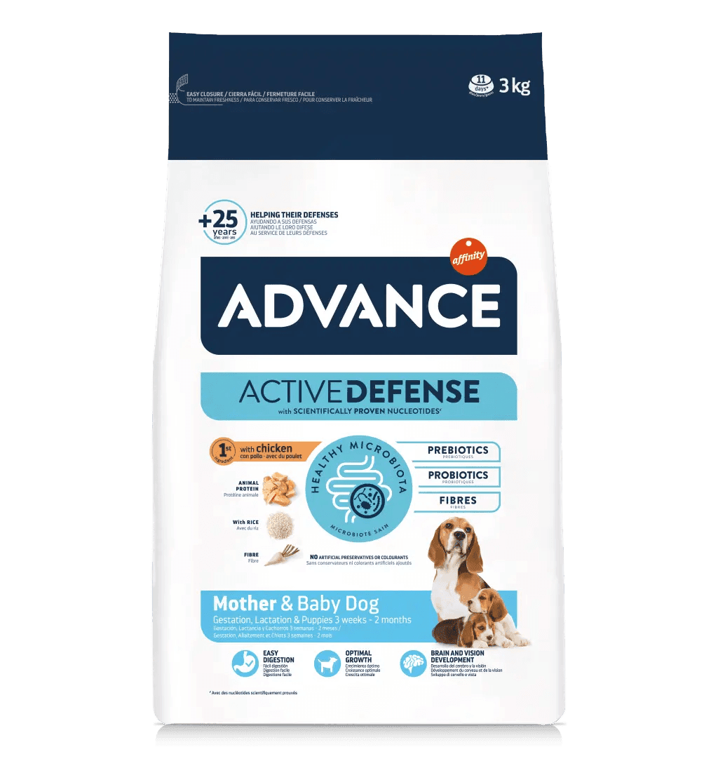 Advance Mother Dog &amp; Inicial - Ração seca para cadela gestante/lactante e cachorro - Frango e arroz - 3